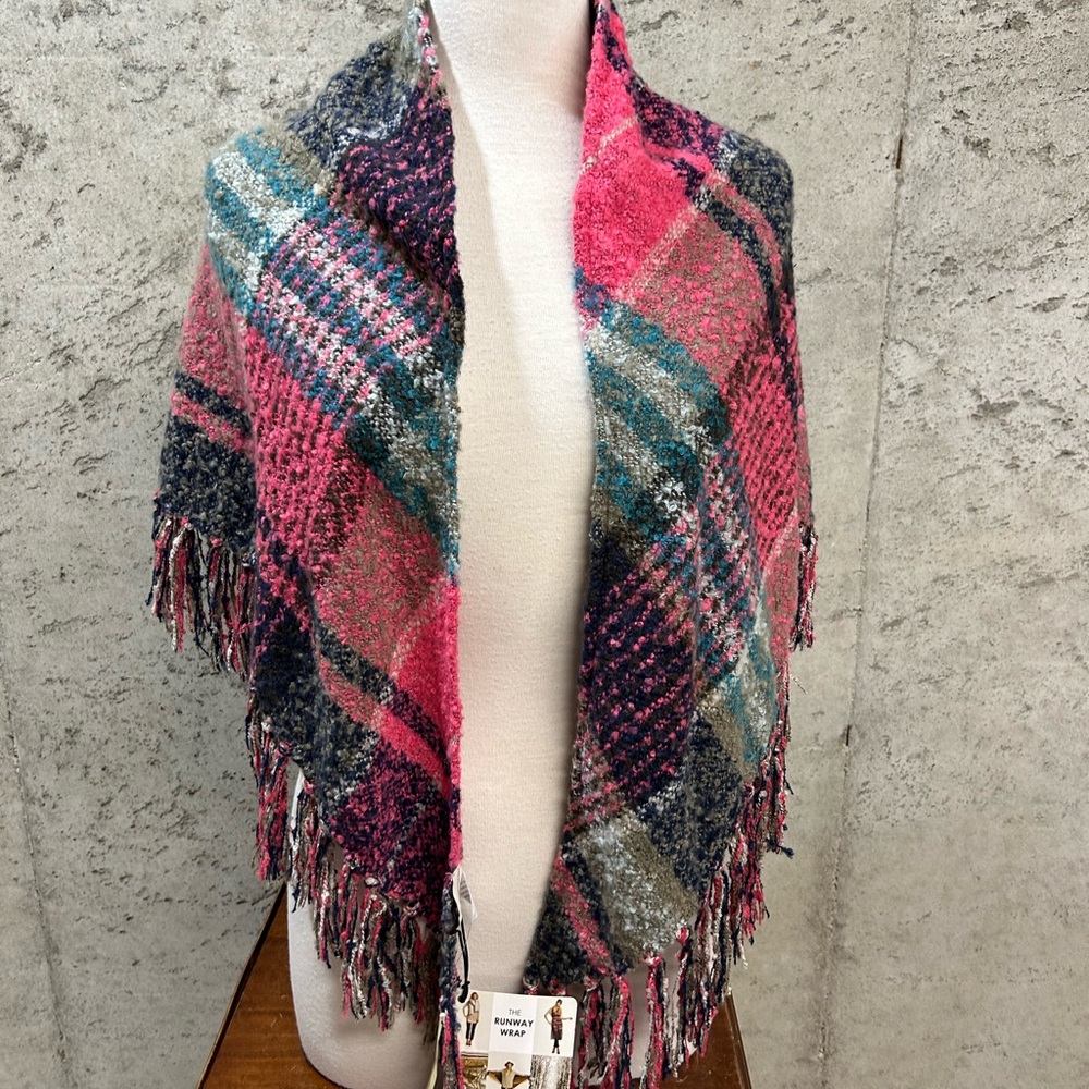 Soft triangle fringe scarf shawl Collectioneighteen multi color fringe plaid fun